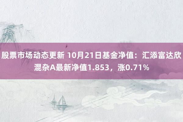 股票市场动态更新 10月21日基金净值：汇添富达欣混杂A最新净值1.853，涨0.71%