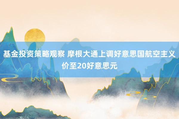 基金投资策略观察 摩根大通上调好意思国航空主义价至20好意思元