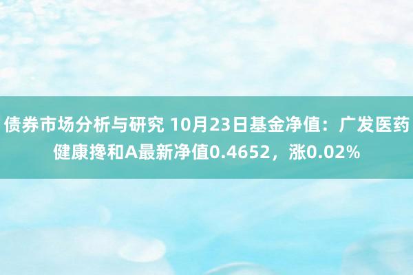 债券市场分析与研究 10月23日基金净值：广发医药健康搀和A最新净值0.4652，涨0.02%