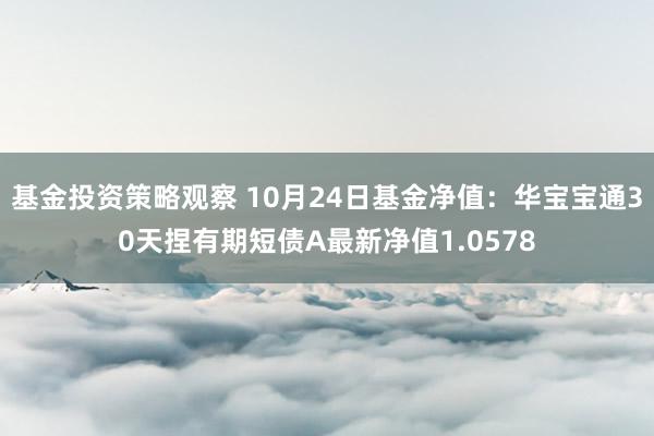 基金投资策略观察 10月24日基金净值：华宝宝通30天捏有期短债A最新净值1.0578