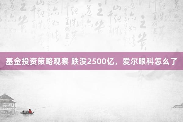 基金投资策略观察 跌没2500亿，爱尔眼科怎么了