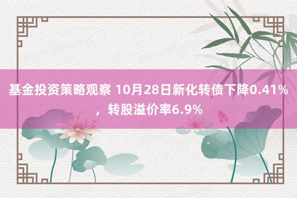 基金投资策略观察 10月28日新化转债下降0.41%，转股溢价率6.9%