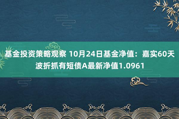 基金投资策略观察 10月24日基金净值：嘉实60天波折抓有短债A最新净值1.0961