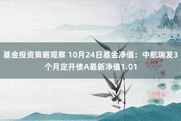 基金投资策略观察 10月24日基金净值：中航瑞发3个月定开债A最新净值1.01