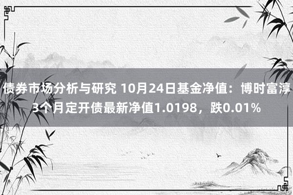 债券市场分析与研究 10月24日基金净值：博时富淳3个月定开债最新净值1.0198，跌0.01%