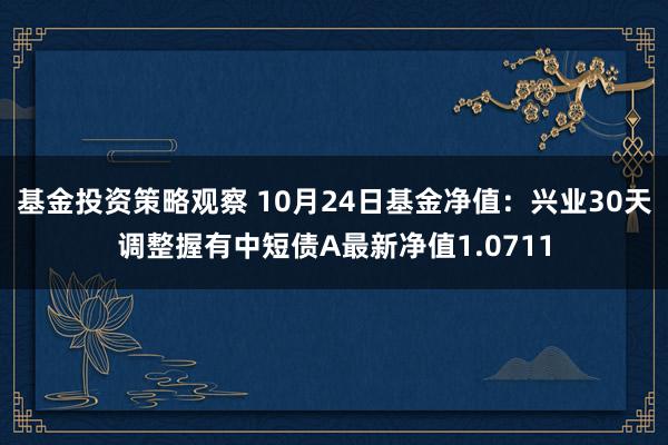 基金投资策略观察 10月24日基金净值：兴业30天调整握有中短债A最新净值1.0711