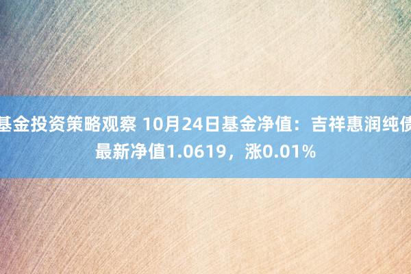 基金投资策略观察 10月24日基金净值：吉祥惠润纯债最新净值1.0619，涨0.01%