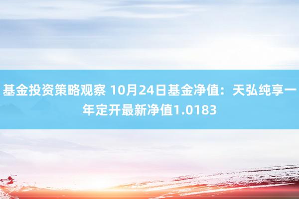 基金投资策略观察 10月24日基金净值：天弘纯享一年定开最新净值1.0183