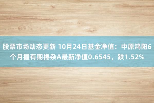 股票市场动态更新 10月24日基金净值：中原鸿阳6个月握有期搀杂A最新净值0.6545，跌1.52%