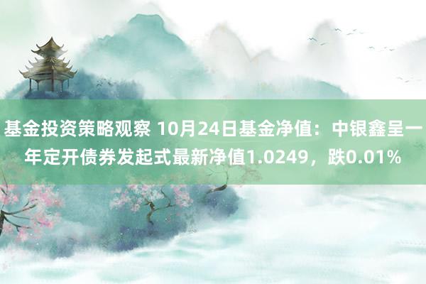 基金投资策略观察 10月24日基金净值：中银鑫呈一年定开债券发起式最新净值1.0249，跌0.01%