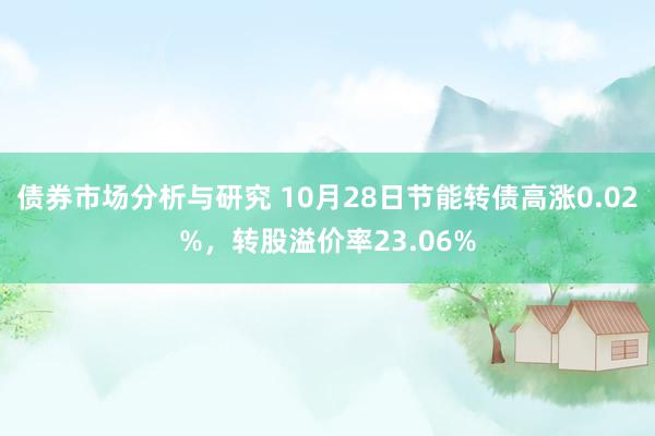 债券市场分析与研究 10月28日节能转债高涨0.02%，转股溢价率23.06%