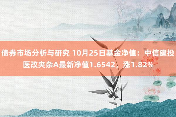 债券市场分析与研究 10月25日基金净值：中信建投医改夹杂A最新净值1.6542，涨1.82%