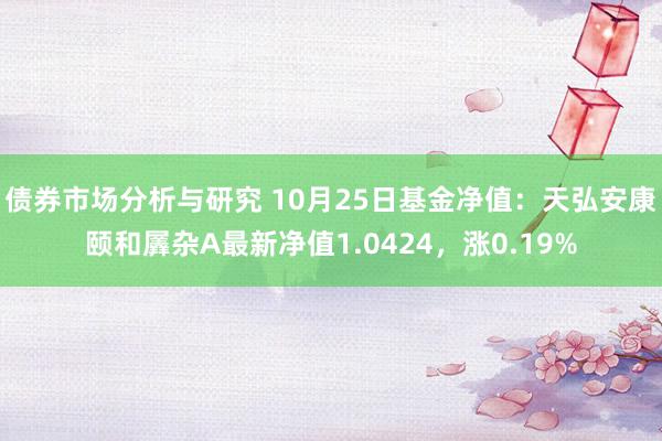 债券市场分析与研究 10月25日基金净值：天弘安康颐和羼杂A最新净值1.0424，涨0.19%