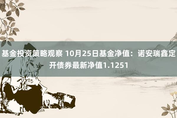 基金投资策略观察 10月25日基金净值：诺安瑞鑫定开债券最新净值1.1251