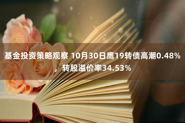 基金投资策略观察 10月30日鹰19转债高潮0.48%，转股溢价率34.53%