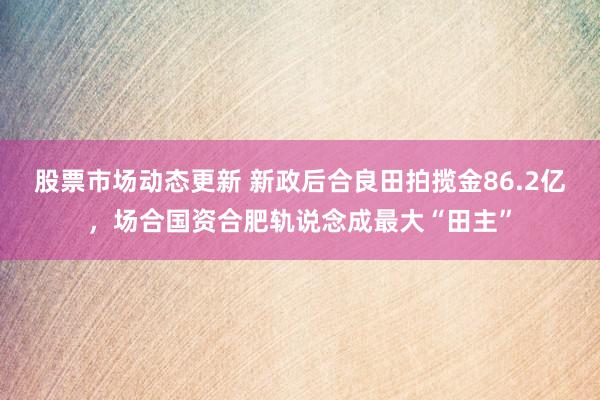 股票市场动态更新 新政后合良田拍揽金86.2亿，场合国资合肥轨说念成最大“田主”