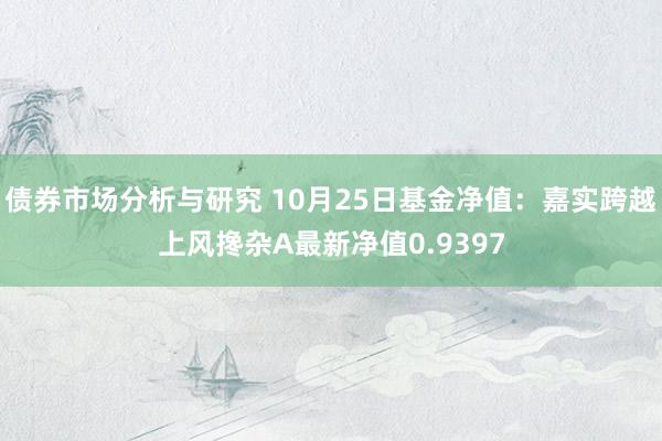 债券市场分析与研究 10月25日基金净值：嘉实跨越上风搀杂A最新净值0.9397