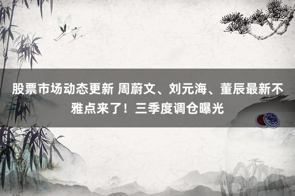 股票市场动态更新 周蔚文、刘元海、董辰最新不雅点来了！三季度调仓曝光