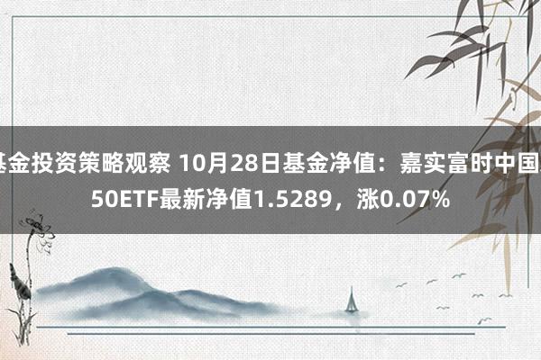 基金投资策略观察 10月28日基金净值：嘉实富时中国A50ETF最新净值1.5289，涨0.07%