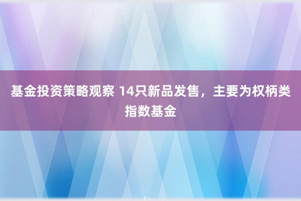 基金投资策略观察 14只新品发售，主要为权柄类指数基金