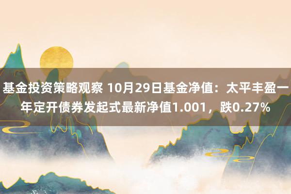 基金投资策略观察 10月29日基金净值：太平丰盈一年定开债券发起式最新净值1.001，跌0.27%