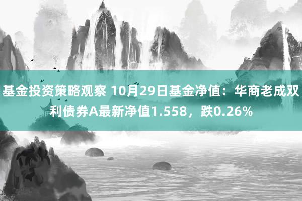 基金投资策略观察 10月29日基金净值：华商老成双利债券A最新净值1.558，跌0.26%