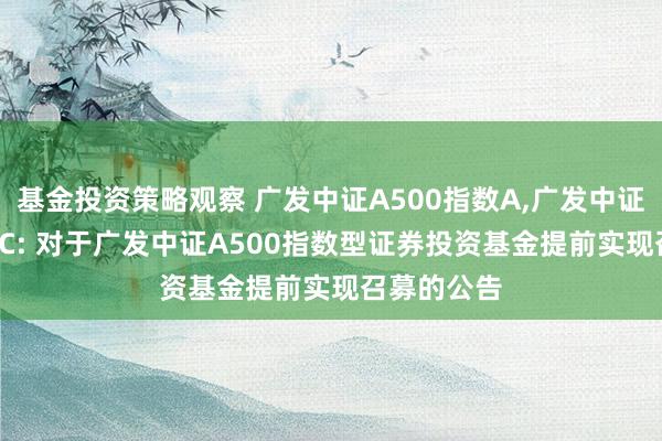 基金投资策略观察 广发中证A500指数A,广发中证A500指数C: 对于广发中证A500指数型证券投资基金提前实现召募的公告