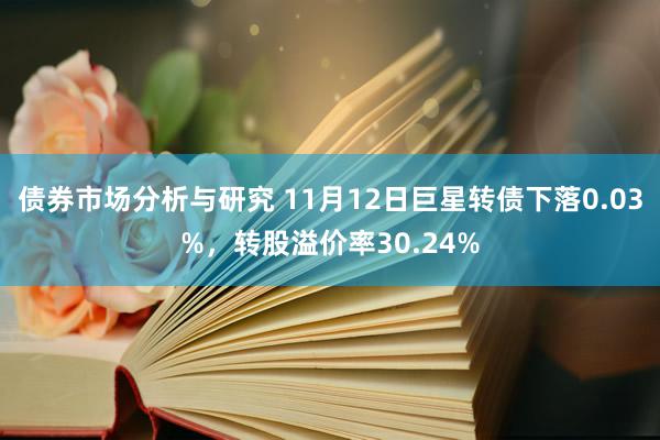 债券市场分析与研究 11月12日巨星转债下落0.03%，转股溢价率30.24%