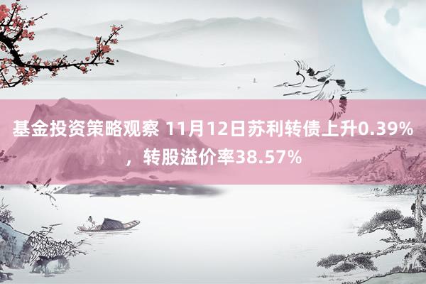 基金投资策略观察 11月12日苏利转债上升0.39%，转股溢价率38.57%