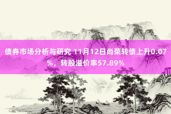 债券市场分析与研究 11月12日尚荣转债上升0.07%，转股溢价率57.89%