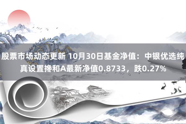 股票市场动态更新 10月30日基金净值：中银优选纯真设置搀和A最新净值0.8733，跌0.27%