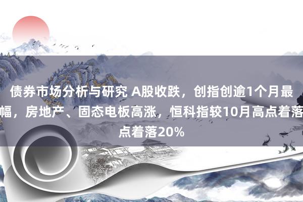 债券市场分析与研究 A股收跌，创指创逾1个月最大跌幅，房地产、固态电板高涨，恒科指较10月高点着落20%