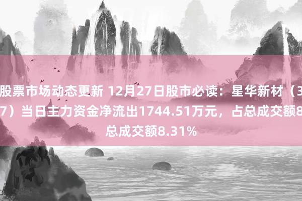 股票市场动态更新 12月27日股市必读：星华新材（301077）当日主力资金净流出1744.51万元，占总成交额8.31%