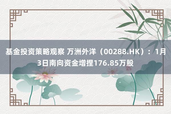 基金投资策略观察 万洲外洋（00288.HK）：1月3日南向资金增捏176.85万股