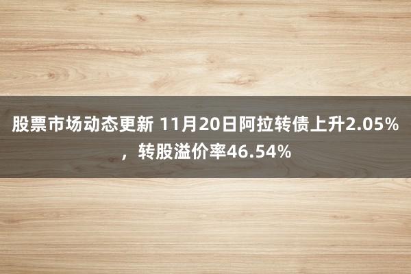 股票市场动态更新 11月20日阿拉转债上升2.05%，转股溢价率46.54%