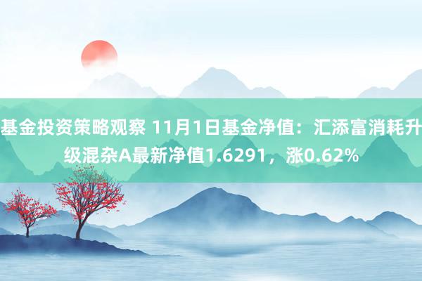 基金投资策略观察 11月1日基金净值：汇添富消耗升级混杂A最新净值1.6291，涨0.62%