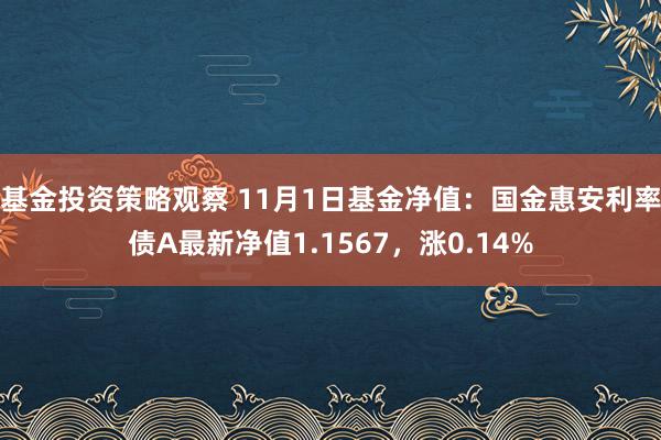 基金投资策略观察 11月1日基金净值：国金惠安利率债A最新净值1.1567，涨0.14%