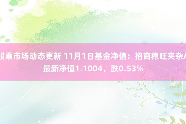 股票市场动态更新 11月1日基金净值：招商稳旺夹杂A最新净值1.1004，跌0.53%