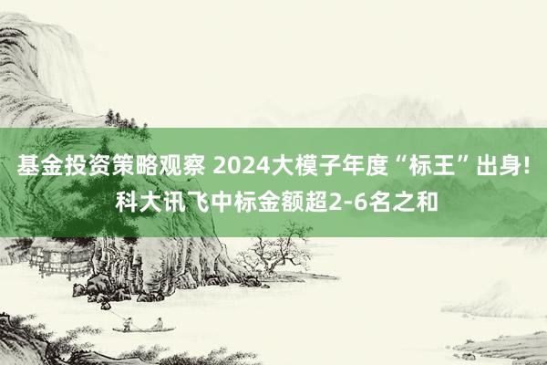 基金投资策略观察 2024大模子年度“标王”出身! 科大讯飞中标金额超2-6名之和