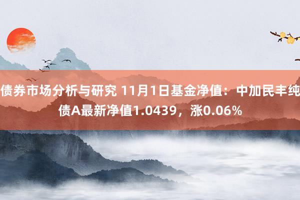 债券市场分析与研究 11月1日基金净值：中加民丰纯债A最新净值1.0439，涨0.06%