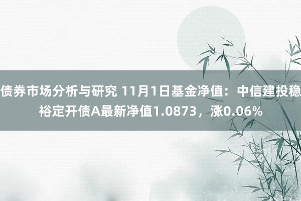 债券市场分析与研究 11月1日基金净值：中信建投稳裕定开债A最新净值1.0873，涨0.06%