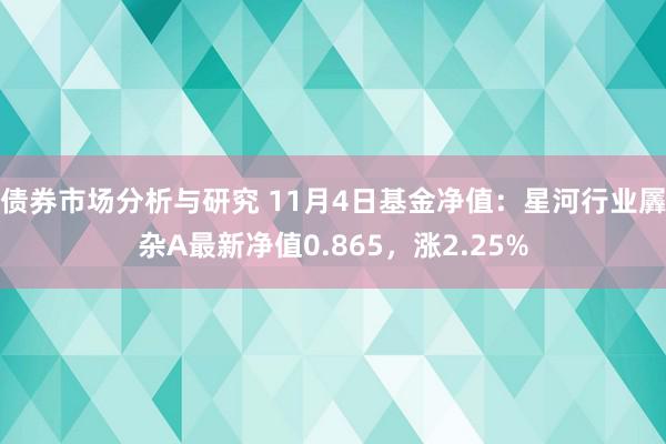 债券市场分析与研究 11月4日基金净值：星河行业羼杂A最新净值0.865，涨2.25%