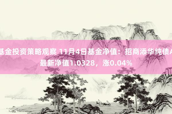 基金投资策略观察 11月4日基金净值：招商添华纯债A最新净值1.0328，涨0.04%