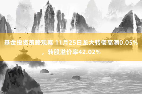 基金投资策略观察 11月25日龙大转债高潮0.05%，转股溢价率42.02%