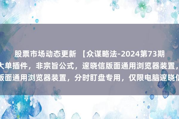 股票市场动态更新 【众谋略法-2024第73期】邃晓信【大红圈】分时大单插件，非宗旨公式，邃晓信版面通用浏览器装置，分时盯盘专用，仅限电脑邃晓信使用