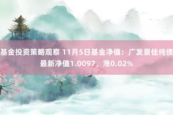 基金投资策略观察 11月5日基金净值：广发景佳纯债最新净值1.0097，涨0.02%