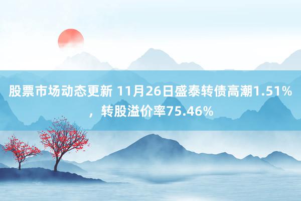 股票市场动态更新 11月26日盛泰转债高潮1.51%，转股溢价率75.46%