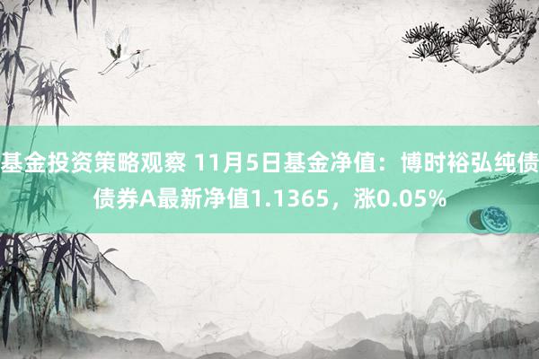 基金投资策略观察 11月5日基金净值：博时裕弘纯债债券A最新净值1.1365，涨0.05%