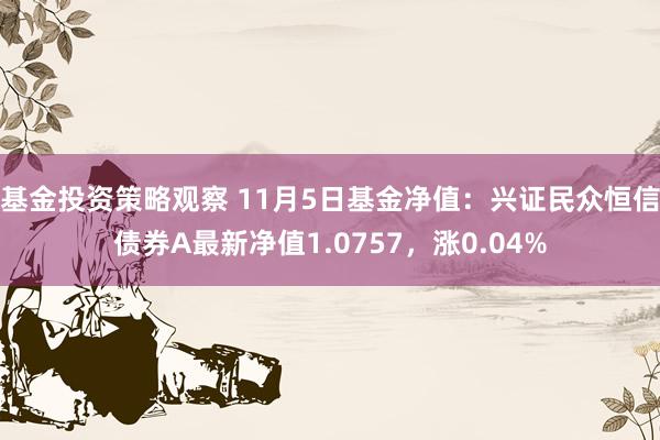 基金投资策略观察 11月5日基金净值：兴证民众恒信债券A最新净值1.0757，涨0.04%