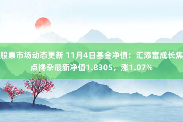 股票市场动态更新 11月4日基金净值：汇添富成长焦点搀杂最新净值1.8305，涨1.07%